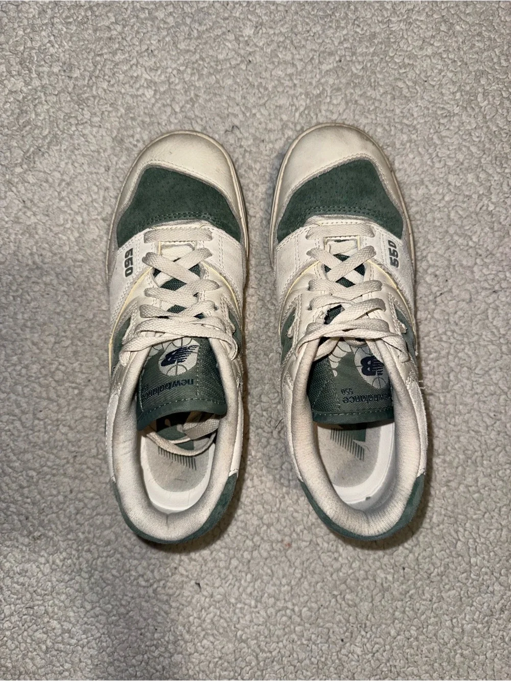 New Balance 550 Cream and Sage Green Low-Top Sneakers